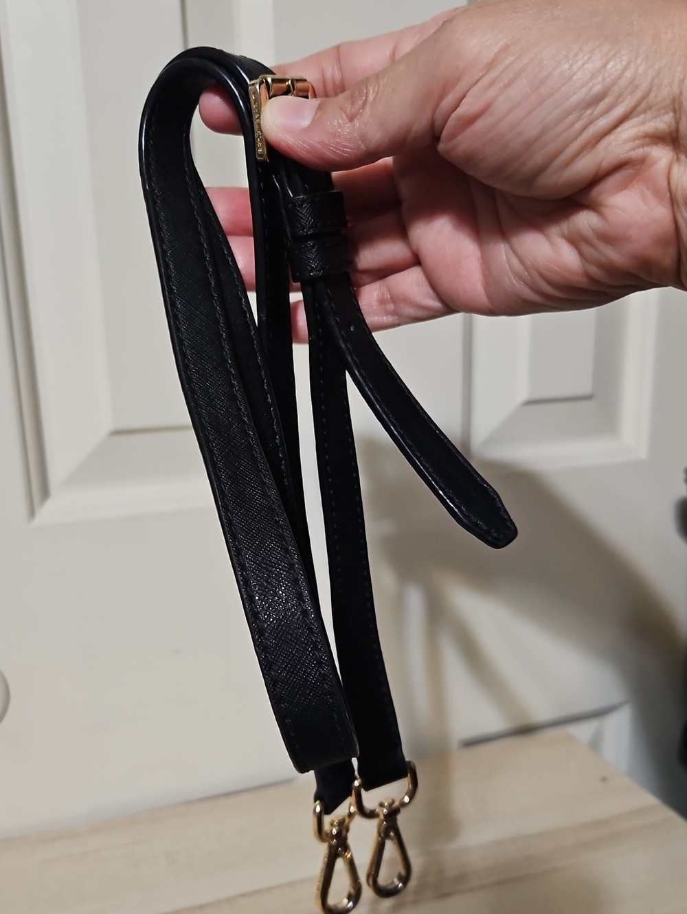 Michael Kors EUC Replacement Black Leather Crossbody Strap with Gold Hardware